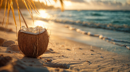 coconut drink on the beach