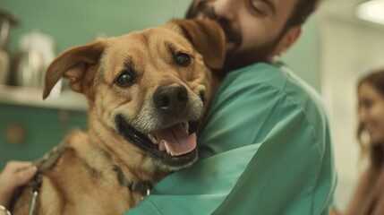 Wall Mural - A vet is taking care of a dog in clinic