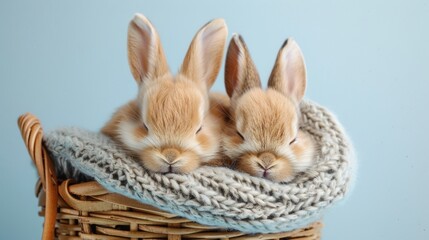 Canvas Print - Cute rabbit sleep in scarf