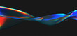 © janevasileva - 3d crystal glass liquid wave with refraction and holographic effect isolated on dark background. Render transparent glass ribbon, fluid splash with rainbow gradient flying in motion. 3d vector figure