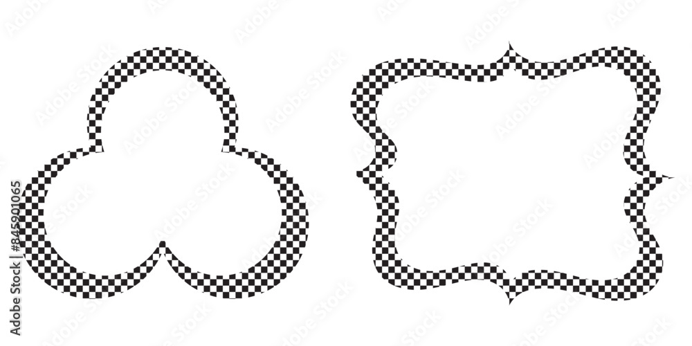 Rectangle frame with checkered print on borders. Rectangular vignette ...