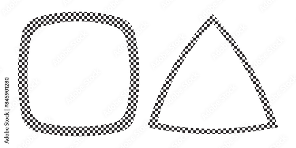 Rectangle frame with checkered print on borders. Rectangular vignette ...