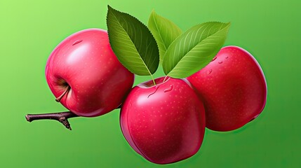 Canvas Print - red apples with leaves