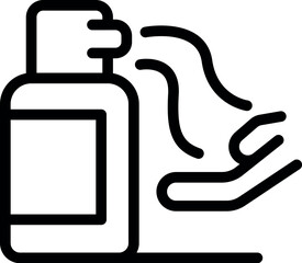 Wall Mural - Simple black line icon of a person disinfecting their hands using hand sanitizer gel
