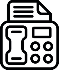 Sticker - Simple black and white line drawing of a fax machine printing a document