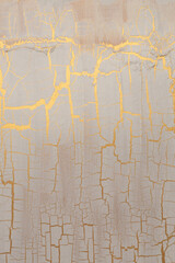 Wall Mural - Craquelure scratch texture painting scratch wall background. Gold, bronze, beige white color.