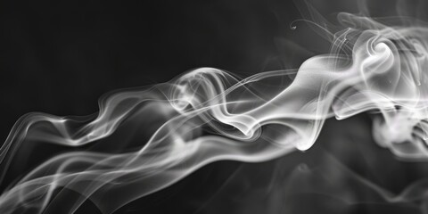 Wall Mural - Black and white closeup of incense stick smoke in an abstract image