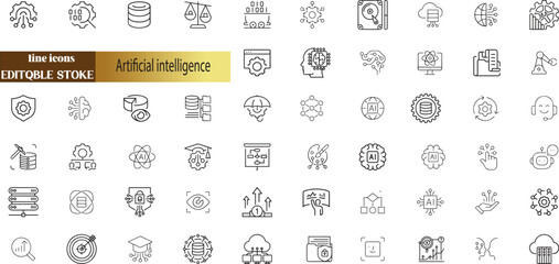 Wall Mural - artificial intelligence and machine learning icon set. vector graphic illustration