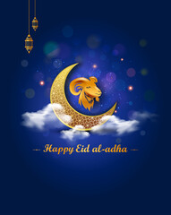 Wall Mural - Islamic festival of Eid al-Adha or bakrid poster design.