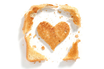 Wall Mural - Pieces of toast, one in the shape of a heart