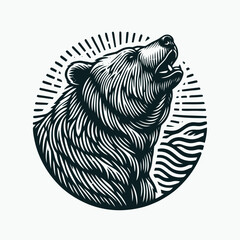 Bear illustration with engraving style