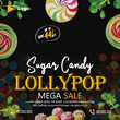 © Kabeer - Sweetest lollipop candy vertical flyer template design | Realistic sweet candy lollipop products advertising instagram social media poster design | Realistic candy sugar cotton posters with colorful