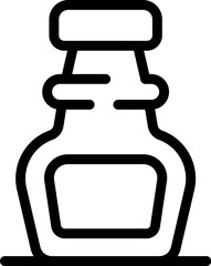 Poster - Simple black outline icon representing a sauce bottle standing on a surface