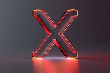 Wall Mural - A small shiny red letter X marked on a plain gray background