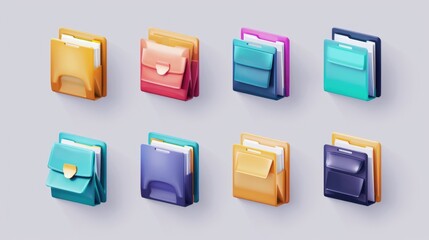 Canvas Print - A stack of colorful folders in a row