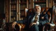 © Ibad - Dignified senior businessman exudes power and experience as he sits in a luxurious leather chair in a classic office