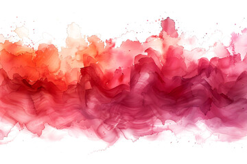 Wall Mural - Coral and peach ombre watercolor paint stain on transparent background.