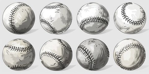 Wall Mural - A collection of baseballs stacked on a table, ready for use or display