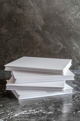 Wall Mural - Stack of papers resting on a table surface