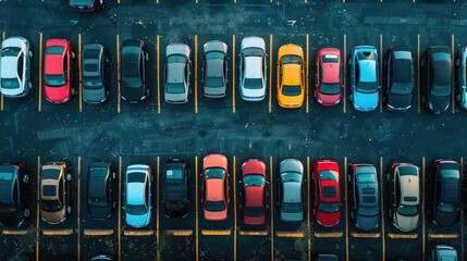 Wall Mural - a busy parking lot filled with many colorful vehicles