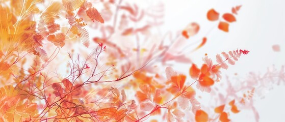 Wall Mural - Autumn abstract background with organic lines and textures on white background. Autumn floral detail and texture. Abstract floral organic wallpaper background illustration