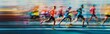 © neirfy - The photograph captures marathon runners in a dynamic blur, exuding energy and movement in a vibrant race scene