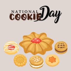 Wall Mural - National cookie day vector illustration for social media poster and banner