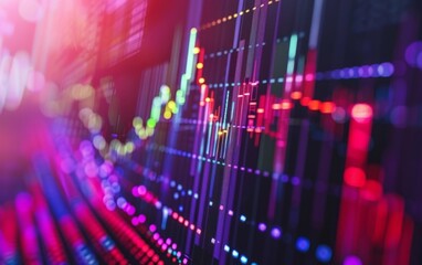 Wall Mural - Abstract stock market graphs with vibrant backlight for detailed analysis. Perfect for stock photos related to abstract analysis.