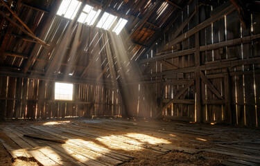 Wall Mural - A large, empty room with sunlight streaming in through a window