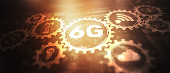 Wall Mural - 6G future new technology network wireless telecommunication concept 2024