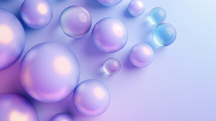 Wall Mural - Pastel-colored bubbles floating against a gradient background, Creative abstract concept, background, copy space