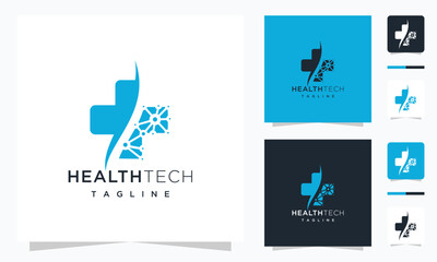 health technology logo design template. health digital technology logo design