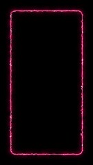 Wall Mural - vertical animated frame, with electric rays effect and glow around the edges, in pink color. seamles