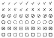 © AnyaLi - Check marks doodle set. Checkbox, checklist, tick and cross signs, v and x in sketch style. Hand drawn vector illustration isolated on white background