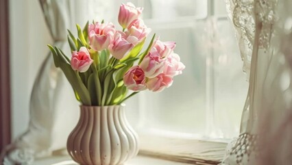 Wall Mural - Spring flowers in vintage vase, beautiful floral arrangement, home decor, wedding and florist design idea