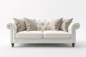 Wall Mural - Minimalist Marvel Studio shot of a White sofa isolated on white background,