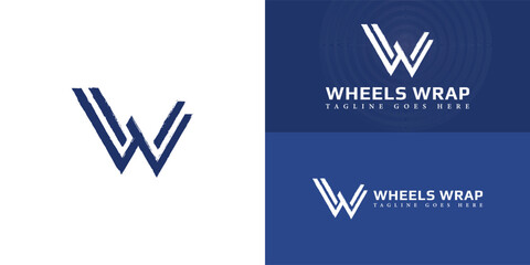Abstract initial letters W or WW logo in blue color isolated on multiple background colors. The logo is suitable for educational car wrap shop logo vector design illustration inspiration templates.
