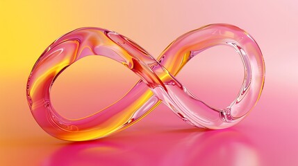 Wall Mural - Glass infinity symbol on pink and yellow background