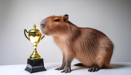 Sticker - Capybara Holding a Trophy in Victory