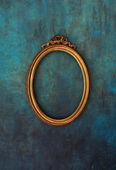 Vintage oval frame mockup on a wall