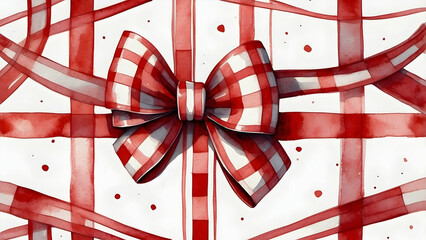 Wall Mural - Red and white gift bow pattern