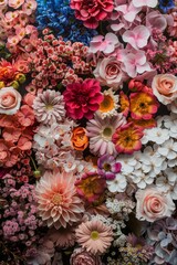 Wall Mural - Aerial view of blooming flowers Generative AI