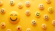 © Michael - Yellow background with happy face emoji in celebration mood