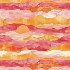 Wall Mural - Beach Sunset Seamless Pattern Backgrounds in Golden Hours