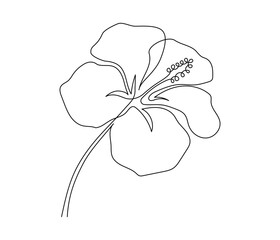 Aufkleber - Hibiscus flower in one continuous line drawing. Floral abstract symbol in simple linear style. Organic red herbal tea concept in editable stroke. Doodle outline vector illustration