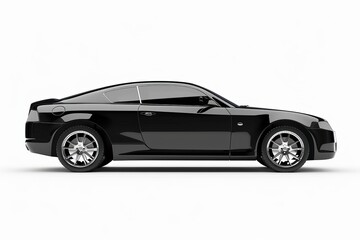 Wall Mural - Black car isolated on white background, side view