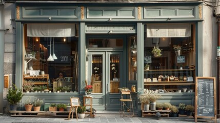 Wall Mural - Vintage charming store front with wood carpentry and an elegant retro feel