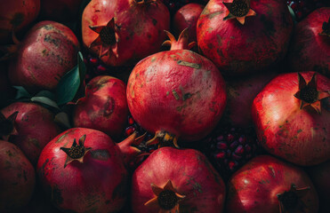 Wall Mural - Pomegranates at market. Created with Ai