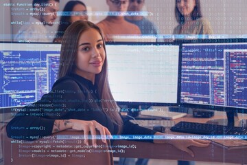 Poster - Female programmer working in office