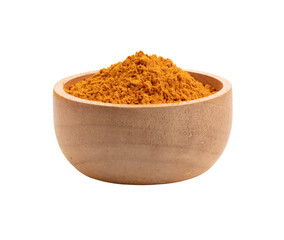 Poster - turmeric powder in bowl wooden on transparent png